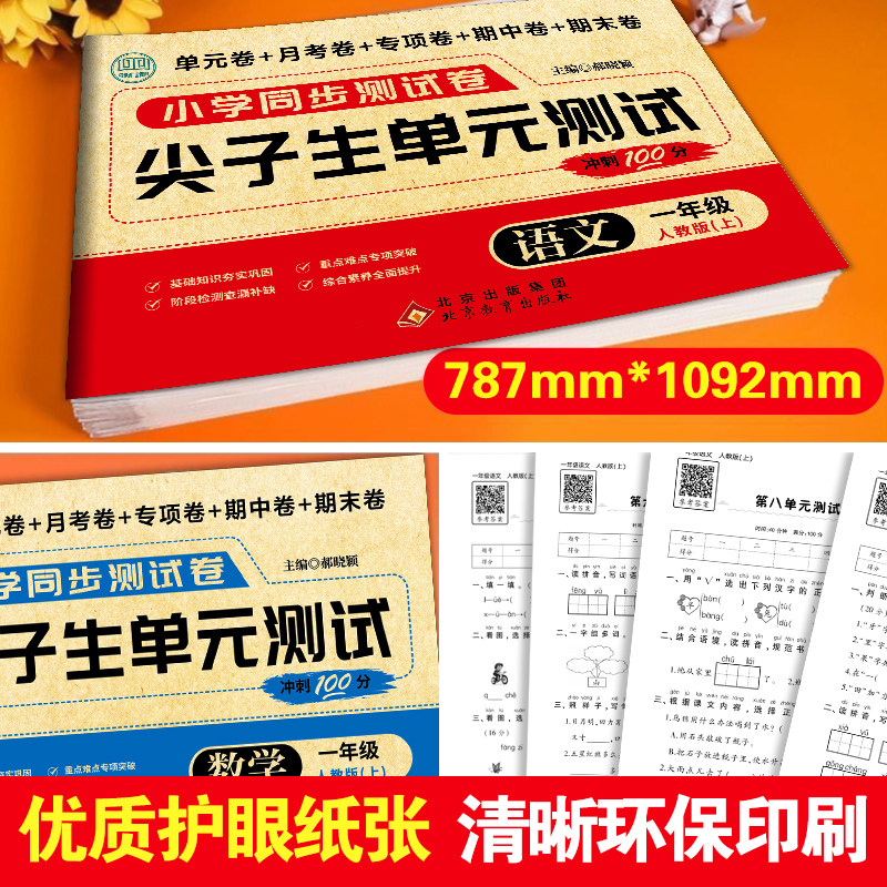 小学冲刺100分试卷一年级上册下册试卷测试卷全套二三年级四五年级上下册试卷人教版语文数学英语必刷题同步练习册黄冈试卷一百分