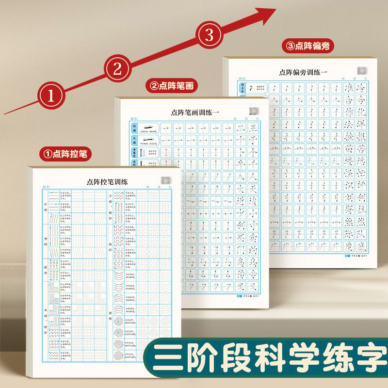 1-6年级笔画笔顺练字帖小学生点阵控笔训练偏旁高频字帖小学生专用硬笔书法本每日一练字本儿童一年级入门基础练习字帖套装写字本 - 图1