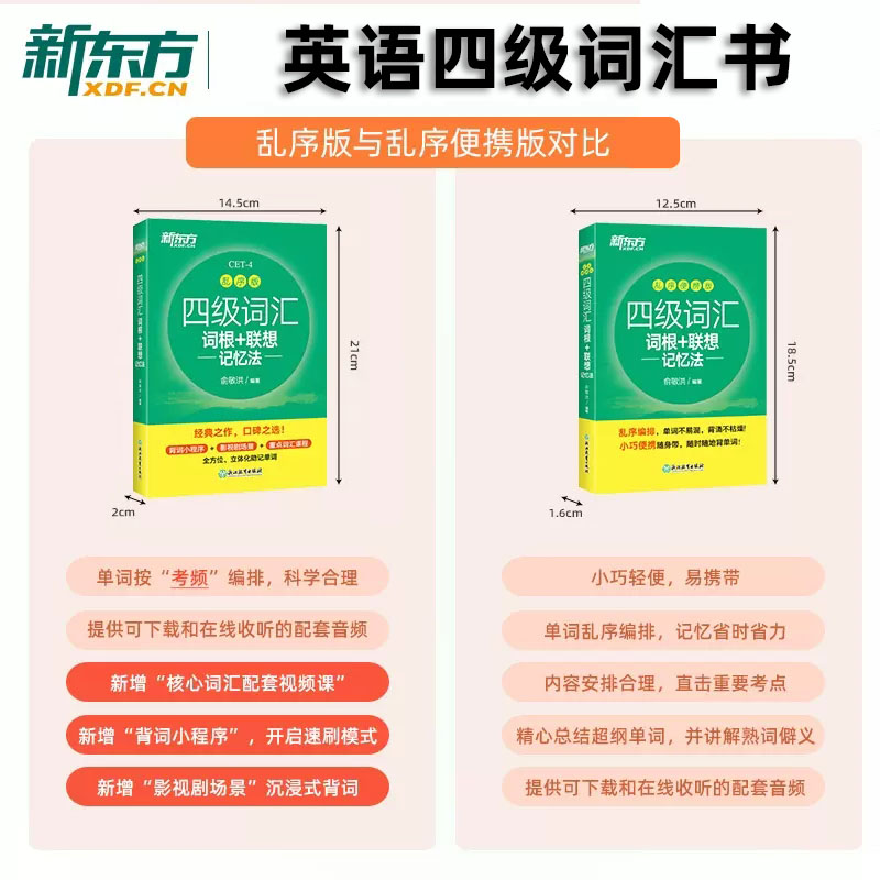 备考2024年6月新东方英语四级词汇书便携版大学英语考试四六级词汇书口袋乱序绿宝书46级真题听力阅读翻译写作四级英语词汇单词本 - 图2