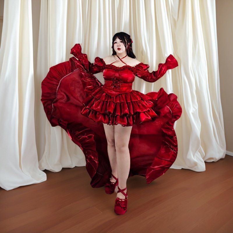 大码200斤无人区玫瑰酒红色大拖尾显白小礼裙亮晶晶高级绸缎质感,淘宝优惠券,粉丝福利购,淘宝优惠卷