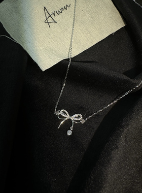 Arwen studio｜双重奏 s925纯银蝴蝶结项链轻奢小众爆款生日礼物