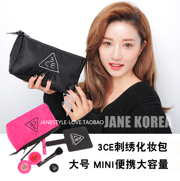 現貨 韓國stylenanda正品 3CE粉色系黑色系PINK手拿化妝包