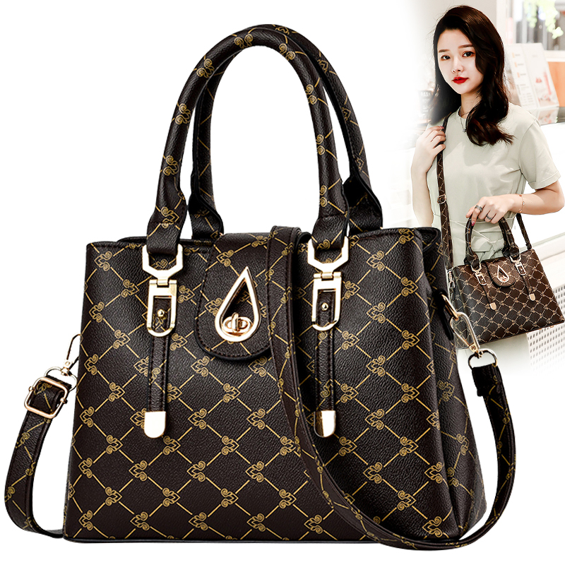 包包女2025新款潮时尚中年妈妈手提包软皮百搭大容量婆婆手拎女包 - 图1