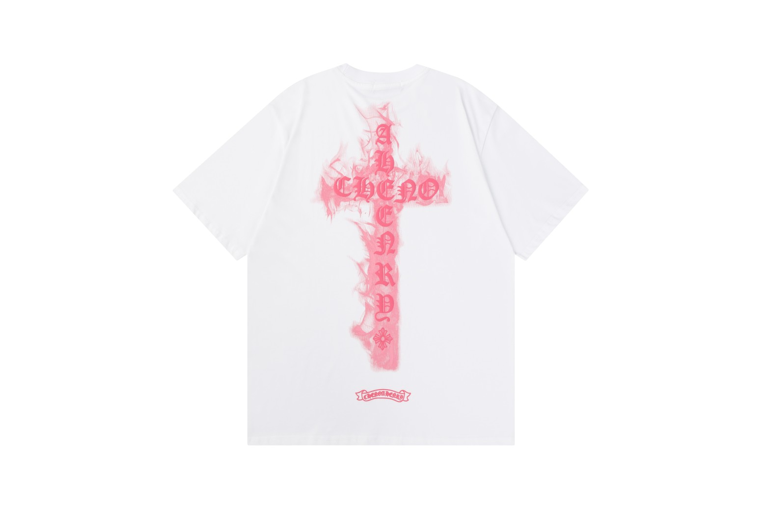潮牌克罗CH火焰十字架短袖纯棉小众设计感美式T恤男女情侣款上衣 - 图1