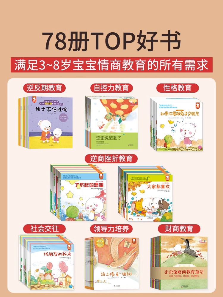 官方正版赠音频】樊登推荐歪歪兔全情商绘本JST全78册3–6岁幼儿园阅读儿童情绪管理与性格培养情商逆商培养幼儿启蒙宝宝入园准备