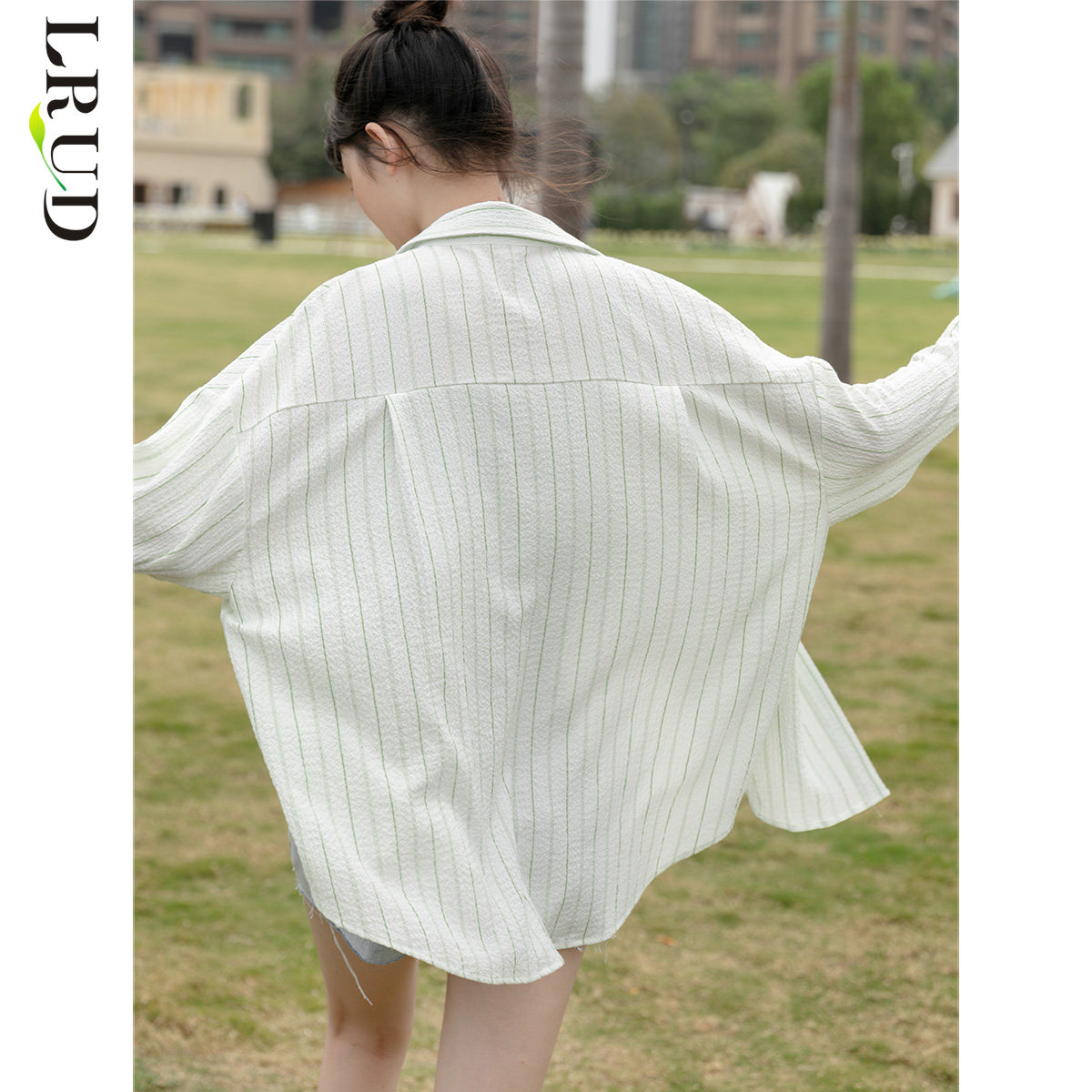 lrud条纹雪纺女夏季女装2022衬衫 lrud衬衫