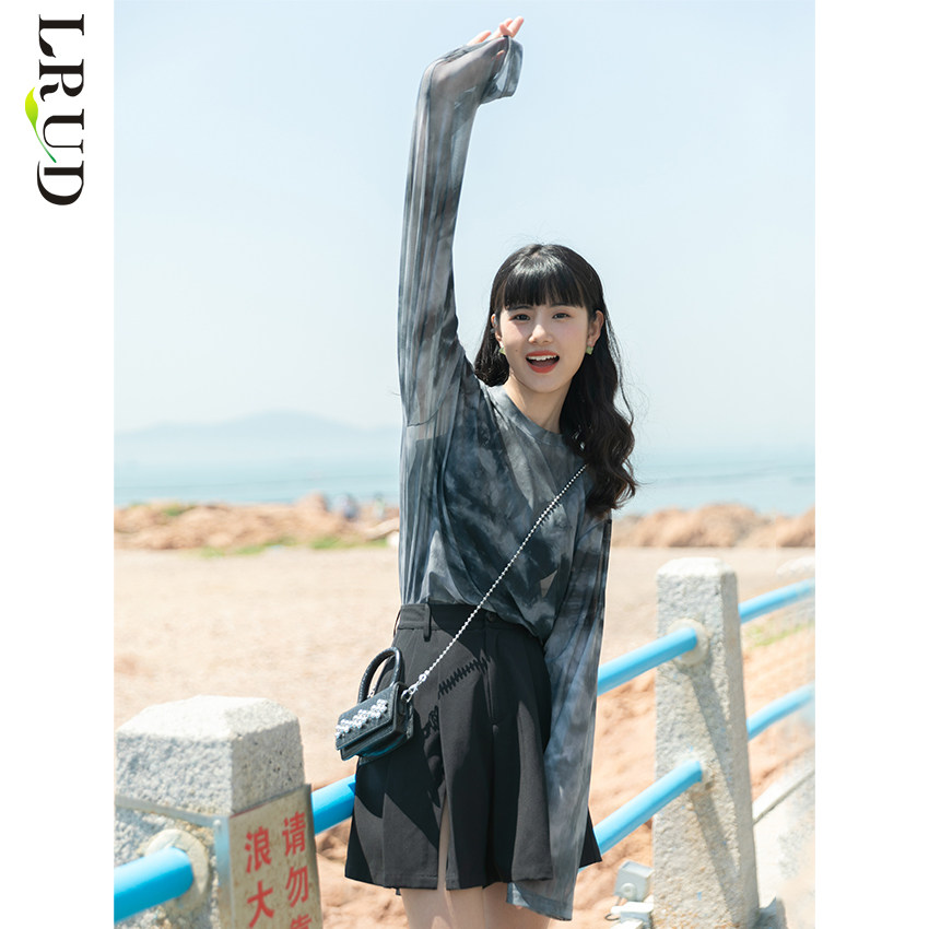 lrud长袖夏季宽松显瘦镂空防晒衫 lrud蕾丝衫/雪纺衫
