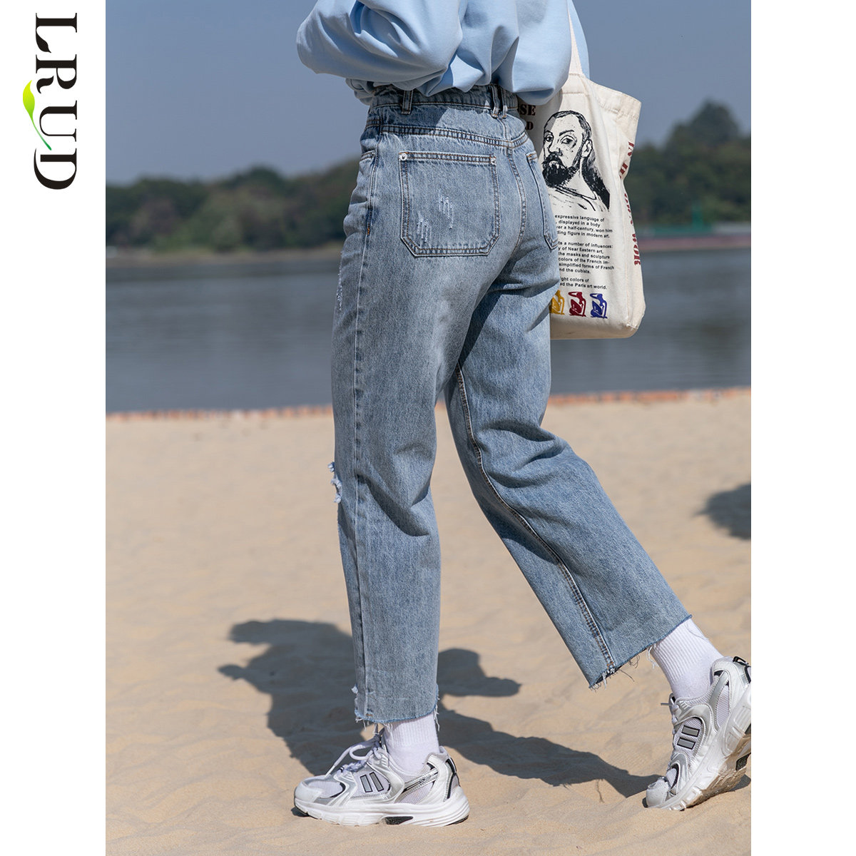 lrud破洞女春装2022年新款牛仔裤 lrud牛仔裤