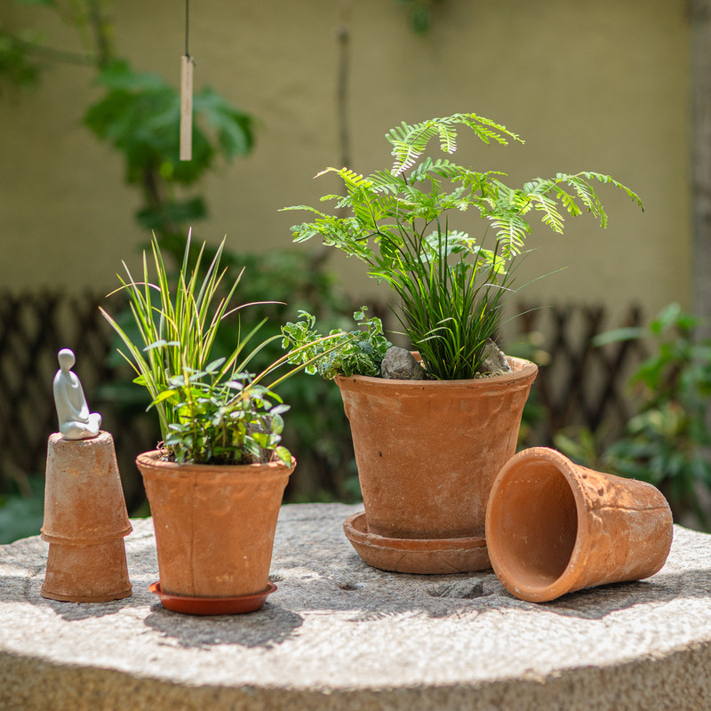 掬涵复古红陶花盆浮雕粗陶透气吸水多肉绿植种植花器庭院阳台装饰,淘宝优惠券,粉丝福利购,淘宝优惠卷