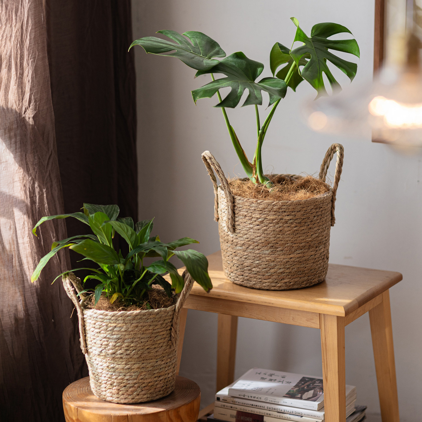 筐子草编藤编编织篮子花篮竹编花盆套绿植草编筐植物装饰套藤编筐,淘宝优惠券,粉丝福利购,淘宝优惠卷