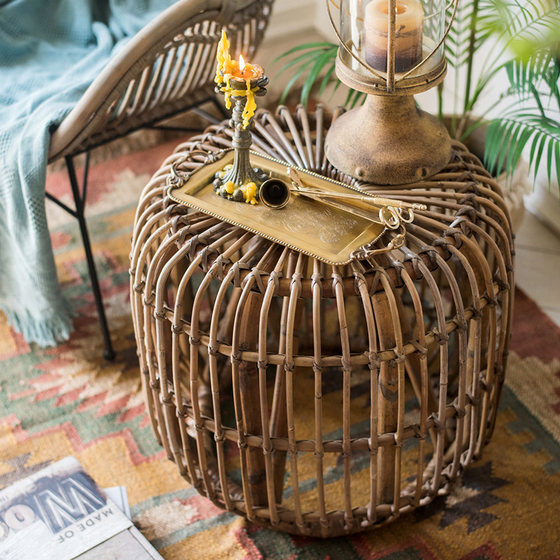 Natural rattan stool imported from Indonesia