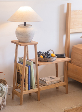 掬涵实木沙发侧边收纳架床头柜