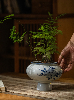 新中式青花瓷花盆仿古陶瓷绿植