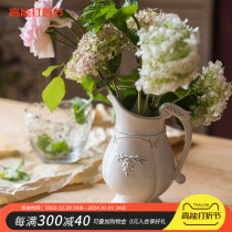 Culvert Style White Porcelain Flower Pot Elegant Classic Retro Flower Vase Ceramic Glaze Lower Color Decoration Pendulum