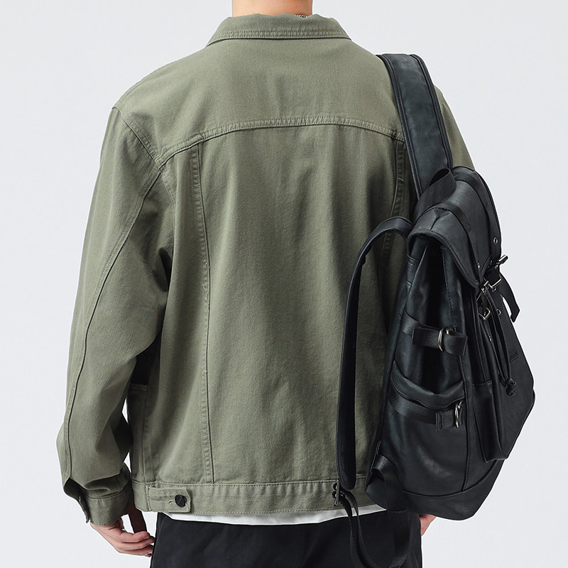 秋季新款男士纯棉宽松工装牛仔服 骆克顿夹克