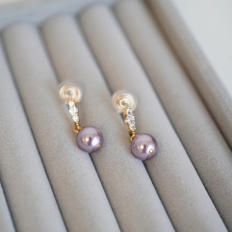 「浪漫香榭」温柔紫色珍珠耳钉女无耳洞蚊香盘耳夹轻奢气质耳环,淘宝优惠券,粉丝福利购,淘宝优惠卷