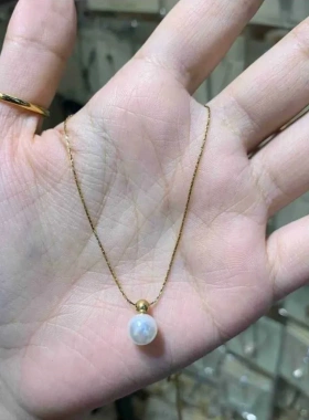 钛钢项链 十三行韩国老板娘同款珠珠项链女小众ins简约气质锁骨链