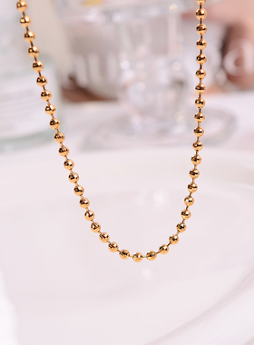 钛钢项链  爆闪蹦迪珠项链女可调节锁骨链圆珠素链不掉色叠戴饰品