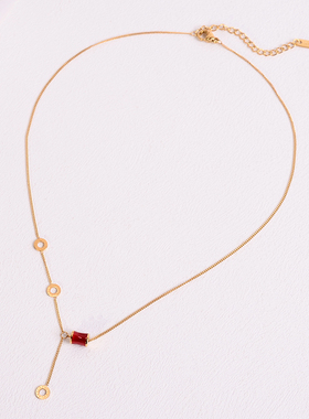 钛钢项链 迷你细款红色小蛮腰项链女锁骨链2025年新款不褪色