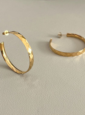 钛钢耳饰 大圈菱形耳环女素圈简约气质耳圈时尚轻奢高级圆环耳扣