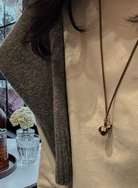 铜合金布艺项链 新年珐琅葫芦福禄项链女可调节毛衣链秋冬配饰