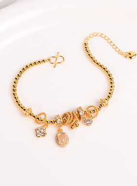 铜合金手链 定制款龙心盘缠手链女小众高级感叠戴花朵手饰