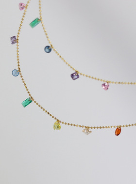 钛钢项链 活力幻彩靓丽彩色项链女锁骨链超闪亮少女感配饰品