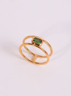 钛钢戒指 双层绿色戒指女小众时尚个性食指戒高级感百搭指环手饰