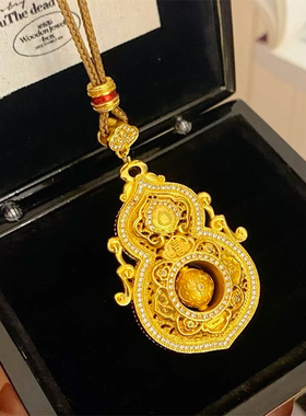 铜合金项链 新中式人生四美葫芦项链女福禄长款轻奢配饰精工版本