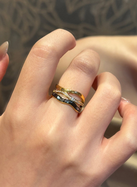 钛钢戒指 多层黑色戒指女轻奢高级感气质精致食指戒不褪色指环