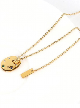 钛钢项链 五彩调色板项链女彩色法琅小众设计ins风锁骨链不褪色