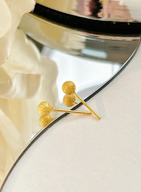 钛钢耳饰 百搭豆豆耳钉女精致磨砂球球耳环养耳洞耳饰气质首饰品