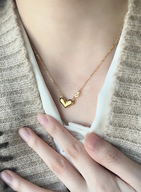 钛钢项链 ING立体爱心字母e生有你桃心项链女一心一意爱你锁骨链