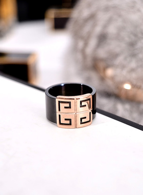 黑色日韩版大气潮人钛钢食指环