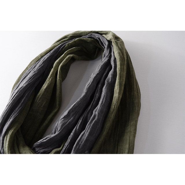 Fashionable Japanese personalized color matching cotton and linen men's scarf