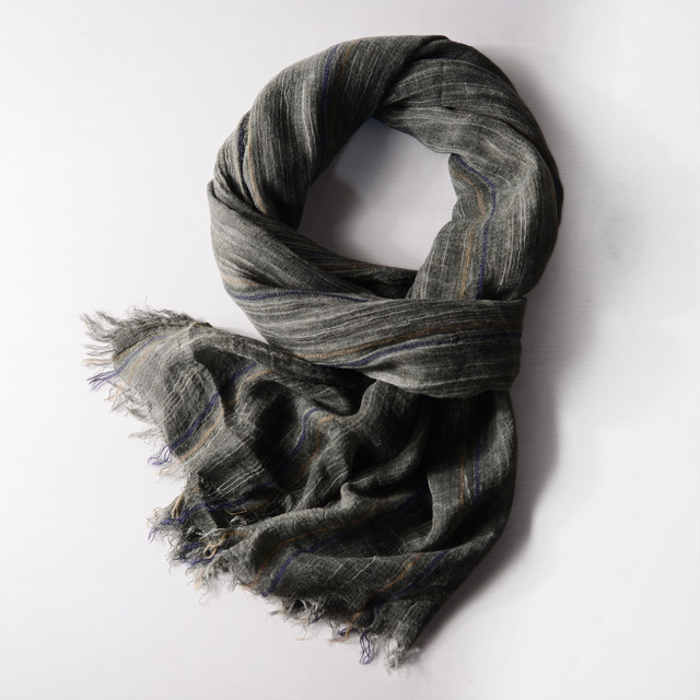 Japanese retro cotton and linen scarf, versatile for men and women
