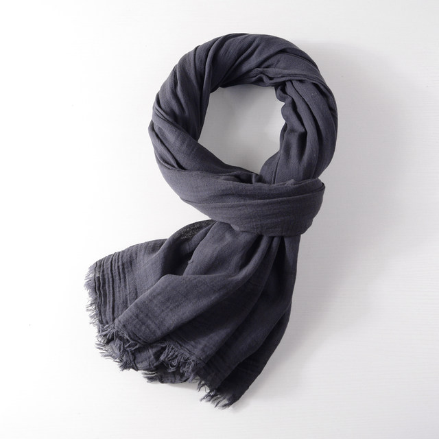 Japanese solid color thin scarf dark blue navy gray