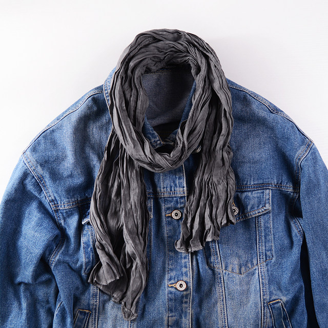 Pure cotton personalized pleated versatile style small scarf for boys