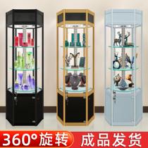 Live swivel cabinet Circular display case Glass Side Cabinet Glass Side Cabinet display Jewelry Gift Products Exhibition Cabinet Wall Corner Display Case