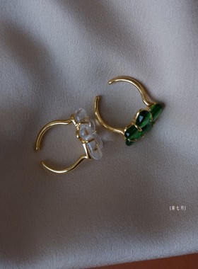 [游七月]透明手工琉璃真空电镀高保色戒指森系花朵指环高档饰品女