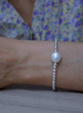 游七月女S925银天然珍珠简约手工