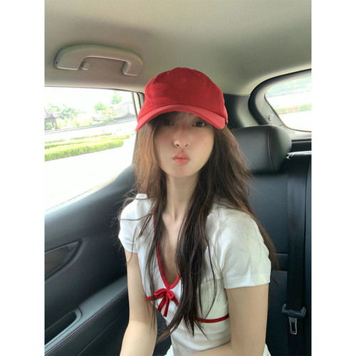 大码胖mm韩系纯欲bm风V领正肩短袖t恤女夏季辣妹修身别致绝美上衣 - 图0