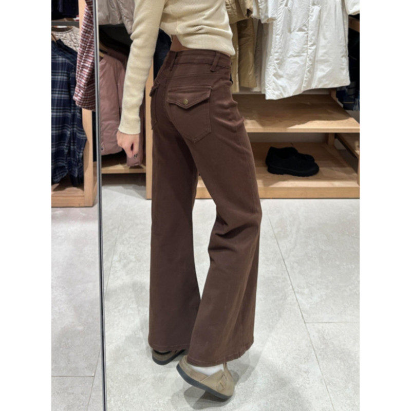 大码胖mm美式复古口袋刺绣微喇牛仔裤女秋冬高腰显瘦阔腿马蹄裤子,淘宝优惠券,粉丝福利购,淘宝优惠卷