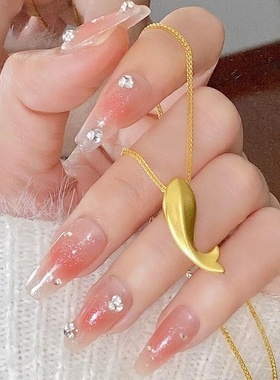 黄金色鱼你相依18k简约锁骨链