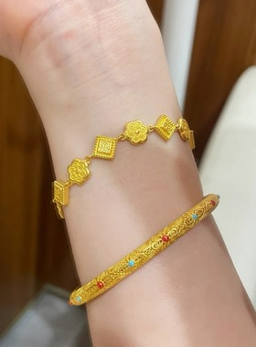 新款黄金色轻奢古法传承盛世华彩手链女新中式国风高级感气质手饰