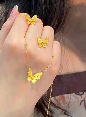 18K金蝴蝶花月佳期项链女款2025新款轻奢小众高级感锁骨链送礼物