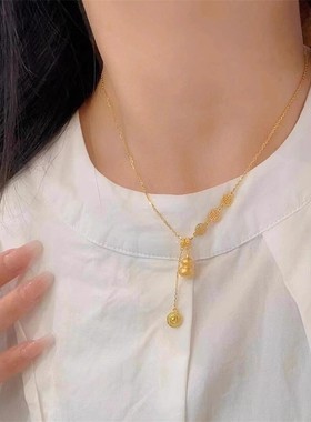 新中式流苏福字吉祥如意葫芦项链女款百搭精致小众锁骨链2025新款