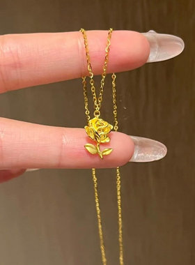 18K金色小王子玫瑰锁骨链送礼