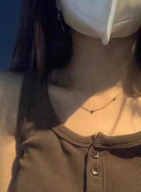 日系小甜心~MINI爱心精致项链18K合金细致百搭黄金锁骨链轻奢小众