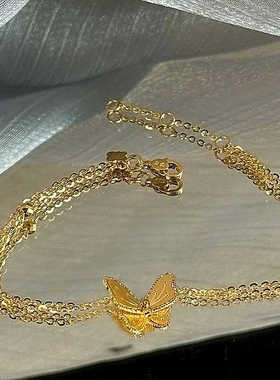 小蝴蝶手链黄金色花月佳期系列